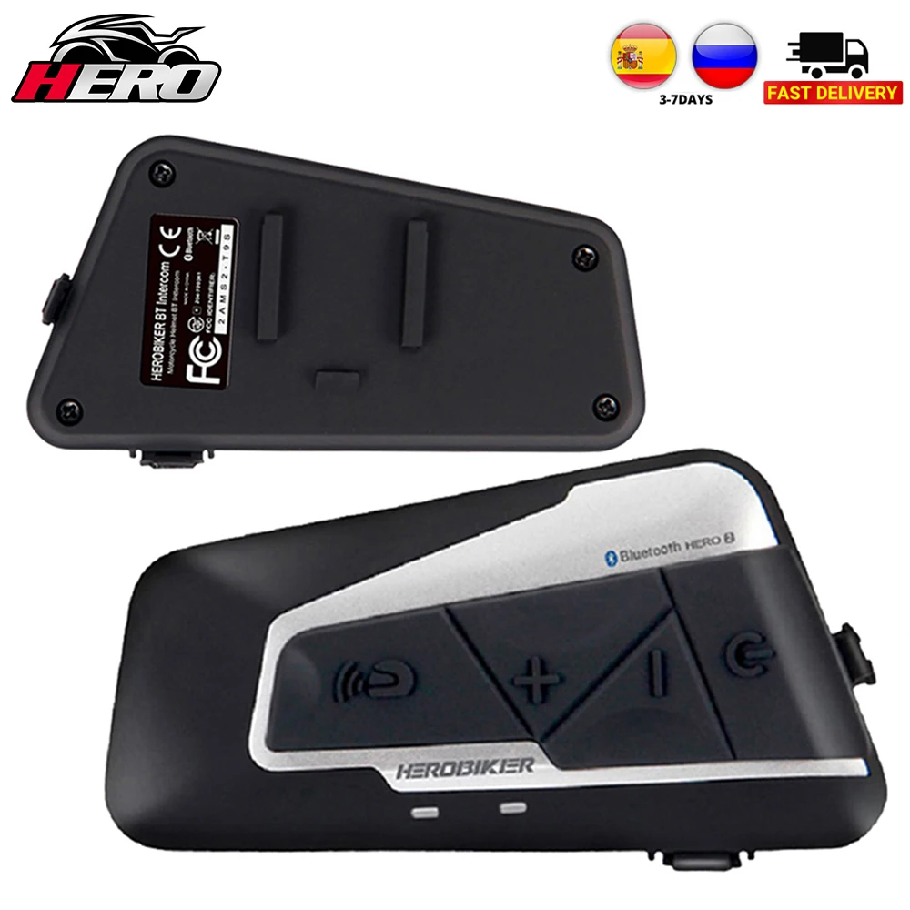 Herobiker 10m Bt Motorcycle Helmet Intercom Waterproof Wireless Bluetooth Moto Headset Interphone With Fm Radio For 2 Rides Helmet Headset Aliexpress