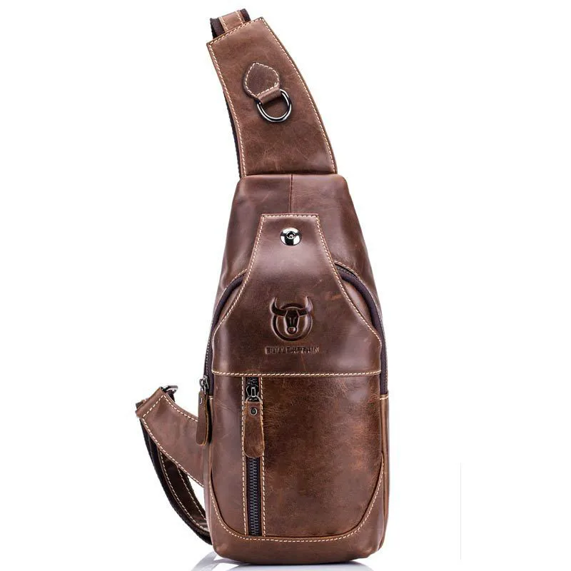 

Vintage Men's Leather One Shoulder Crossbody Leather handbag Travel fashion Cross Body Chest bag Men's Cross Body Shoulder bags