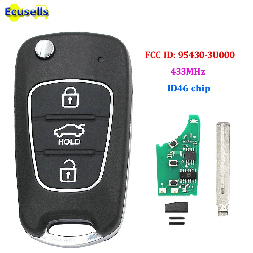 Upgraded Flip Remote Key Fob 3 buttons 433MHz ID46 chip for Kia Sportage 2010-2014 FCC ID: 95430-3U000 CE0678 MODELS | Автомобили и