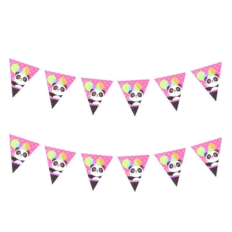 Flags 10pcs Мультяшная панда столовая посуда тарелка чашка флаг баннер попкорн коробка вечерние украшения для детей день рождения украшения поставки - Цвет: Flags 10pcs