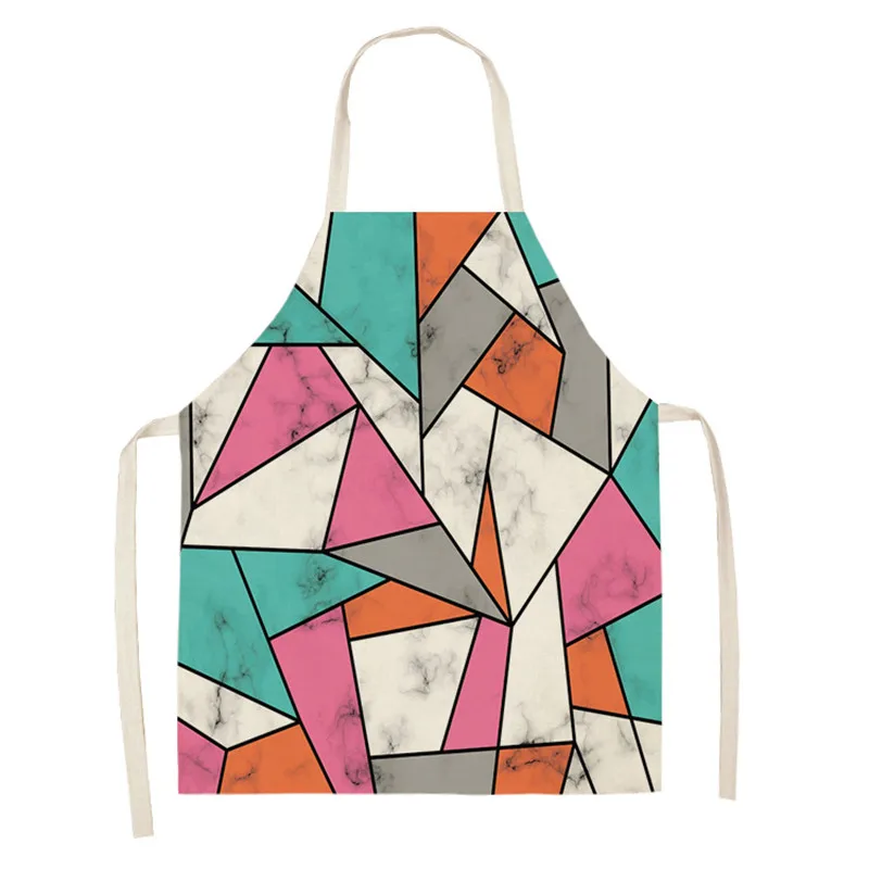 

Geometric Kitchen Apron Wave Triangle Marble Printed Sleeveless Cotton Linen Aprons for Men Women Home Cleaning Tools