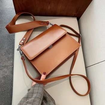 

High Quality Wide Shoulder Strap Soild Color Messenger Bags Ladies Multipurpose Pu Leather Crossbody Bag Women Classic Fashion