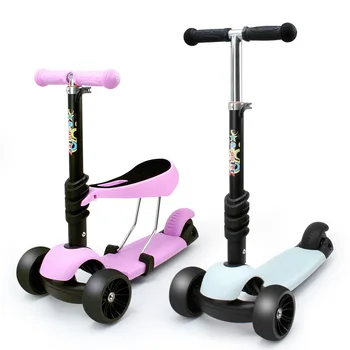 

New Children's Skateboard 3-14 Years Old Three-Wheel Flashing Wheel Can Sit and Lift Three-in-One Scooter Toy