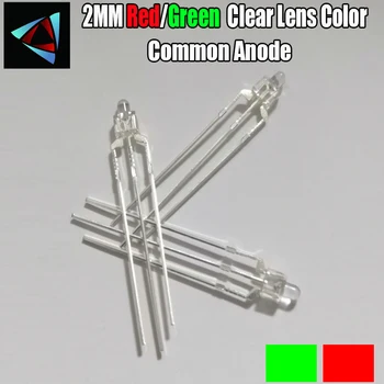 

30pcs 2mm LED Diode Dual Color Red And Green Clear Lens Common Cathode & Common Anode Round Bi-Color DIY Light Emitting Lamp