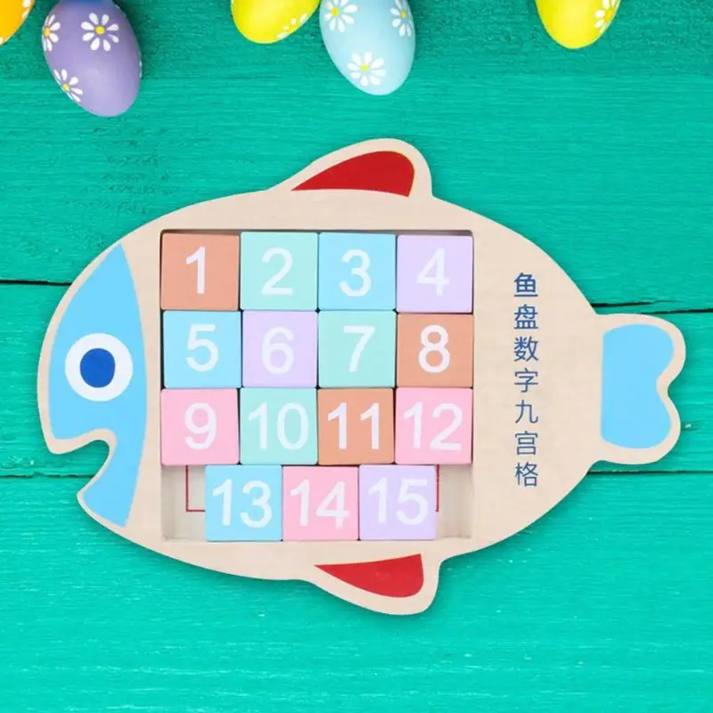 

Fish Plate Number Matching Maths Colorful Puzzle Wooden Board Montessori Early Development Toys Knowledge Intelligence Toys