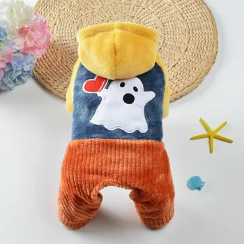 

Pet Ghost Pattern Winter Dog Clothes Flannel Suit For Dog Pet Cost Dog Clothes for Small Medium Chihuahua Bulldog