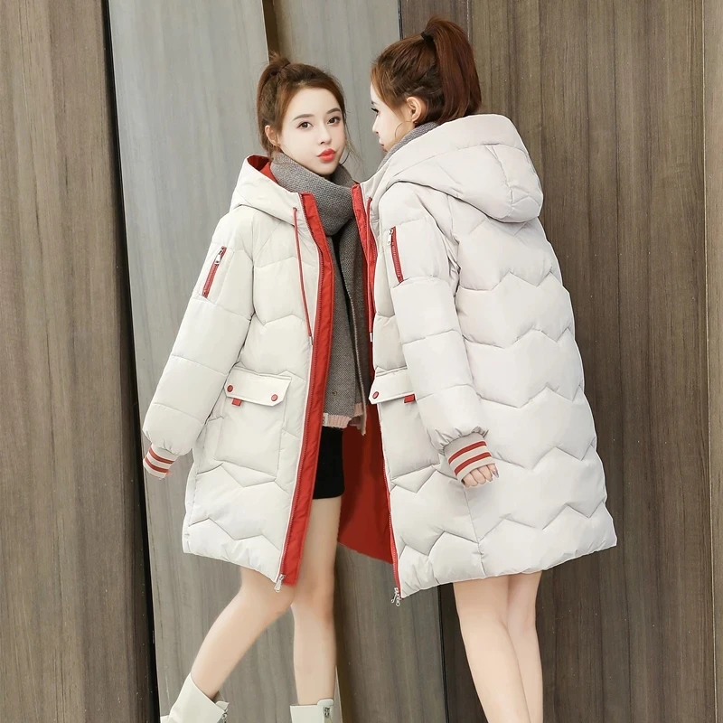2021 зимняя женская куртка пальто длинные парки женское пуховое хлопковое с