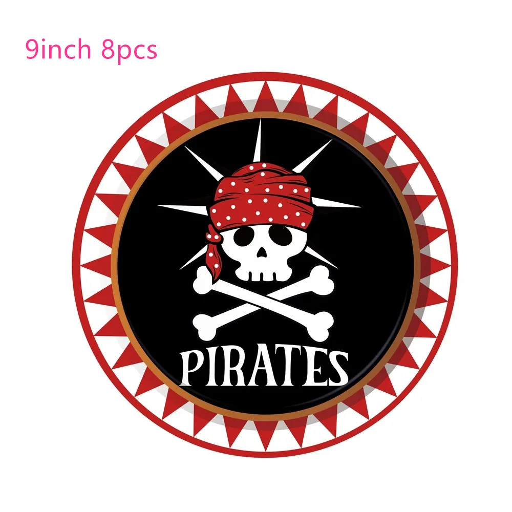 Pirate Party Decorations Red Striped Cartoon Skull Pirate Ship DIY  Decorations for Kids Birthday Halloween Party Cosplay Decor