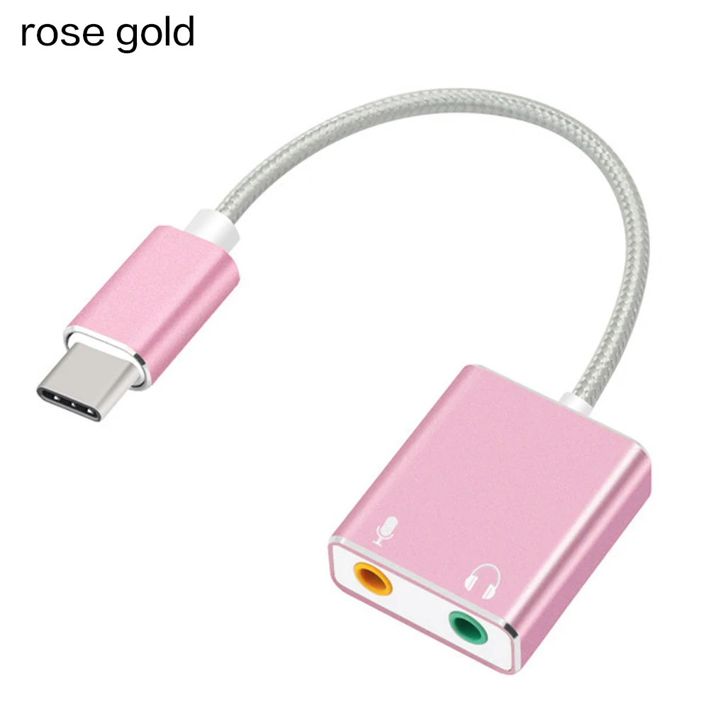 rose gold Внешняя звуковая карта USB type-C для наушников 3D стерео звуковая карта USB бесплатный привод Звуковая карта для Mac OS X Windows - Цвет: rose gold