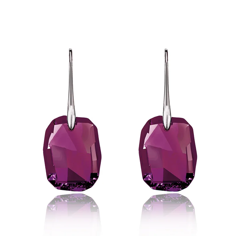 Purple Red MOONROCY серьги с кристаллами, Висячие серебряные, синие, красные, розовые, желтые, Прямая поставка, ювелирные изделия, опт, для женщин, девочек, подарок - Окраска металла: Purple Red