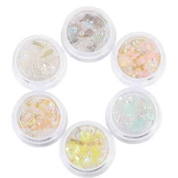 

6pcs Nail Rhinestone Decoration Shiny Ice Flower DIY Accessories Nail Sequins Nail Stickers Nail Art Sticker for Girls