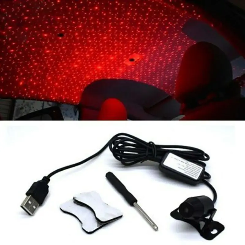 USB СВЕТОДИОДНЫЙ светильник для автомобиля, атмосферная звезда, DJ RGB, цветная музыкальная звуковая лампа, интерьерный декоративный светильник A6HE - Испускаемый цвет: Constant Starry Mode