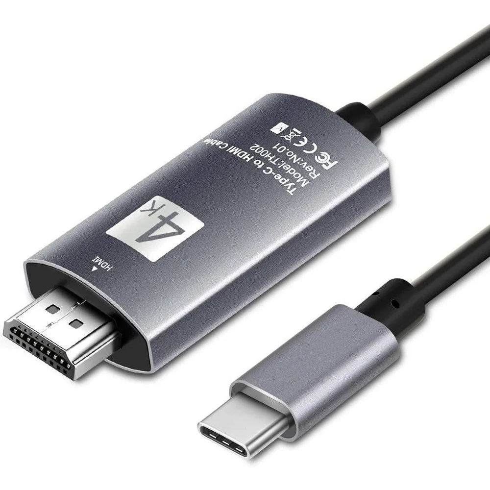 USB C к HDMI кабель type-C к HDMI адаптер Thunderbolt 3 для Macbook iPad Pro huawei P30 P20 Pro 4K Video USBC USB 4K Ultra - Цвет: Черный