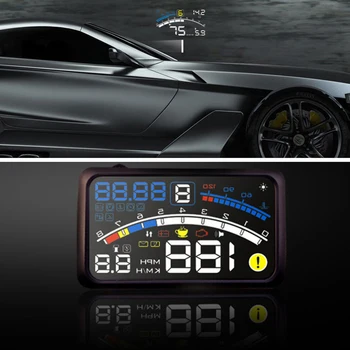 

E4 Car HUD 5.5inch HUD Head Up Display Overspeed Warning System Projector Windshield Auto Electronic Voltage Alarm RPM Projector