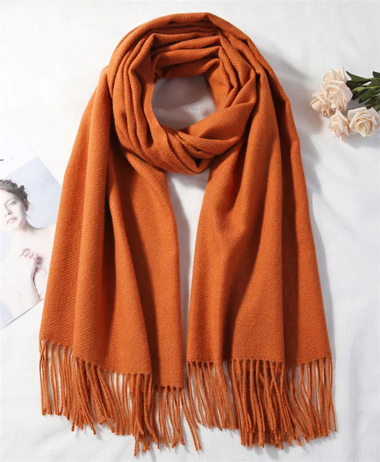 Brands Warm Cashmere Scarf Female Thick Soft Winter Poncho Brown Long Shawl Plaid Wrap For Women Tassel Stoles Lady Wool Scarfs