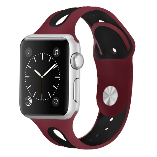 Силиконовый ремешок для apple watch band 44 мм correa pulseira apple watch 38 мм iwatch band 42 мм 40 мм браслет наручный ремешок для часов 5 4 3 - Цвет ремешка: Wine red black