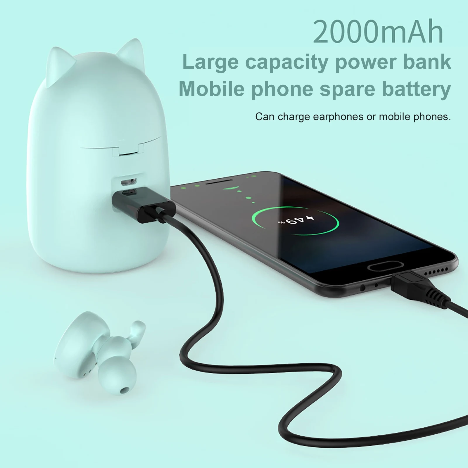 Wireless Headphones TWS Bluetooth Earphones Cartoon Kitten TWS Bluetooth Wireless Binaural Earphones Sports Stereo Headset