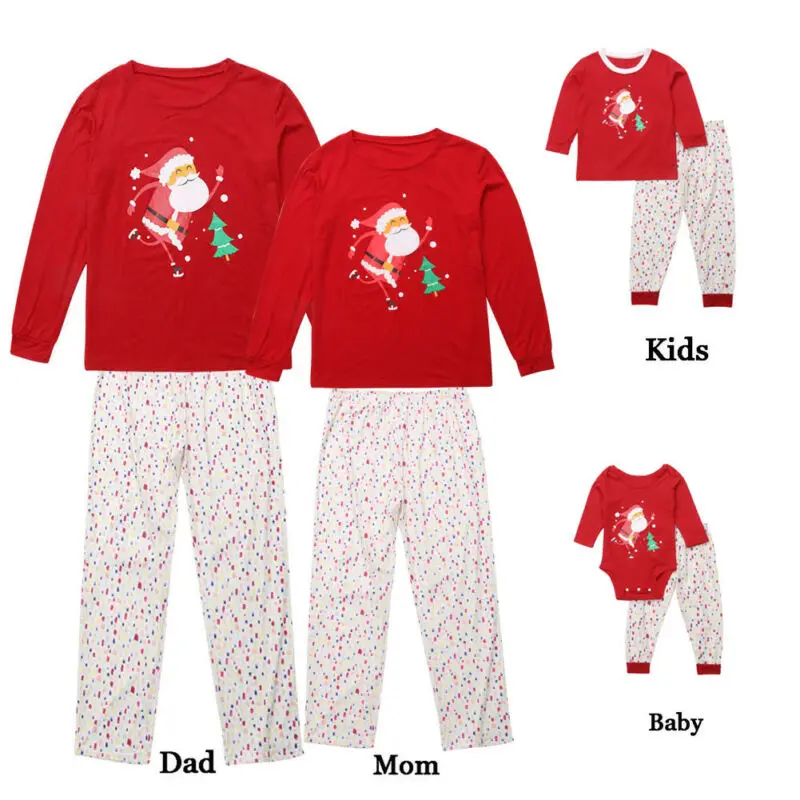 

Family Matching Pajamas Christmas Mom Dad Kids Parent-Child Sleepwear