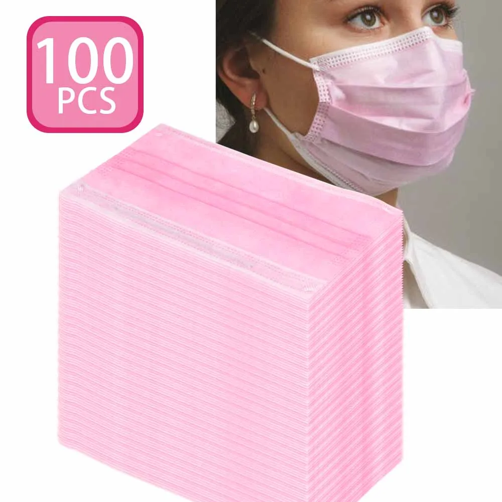 

100PCS/Pack 3 Layers Eyelash Non-woven Disposable Face Masks Medical Dental Earloop Anti-Dust Windproof Face Surgical Masks Dust