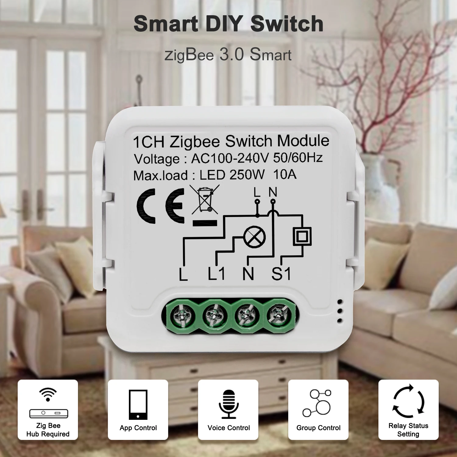 Tuya Smart Zigbee Light Switch Module 1/2/3/4 Gang Automation DIY Breaker 2 Ways