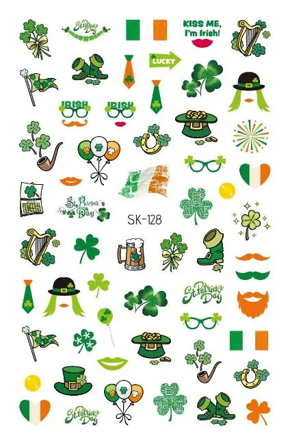 SK-128Ireland Разные страны, Ирландия, Китай, Германия, Америка, Бразилия, национальный флаг, красивые наклейки для ногтей для женщин, сделай сам, наклейки для ногтей - Цвет: SK-128Ireland