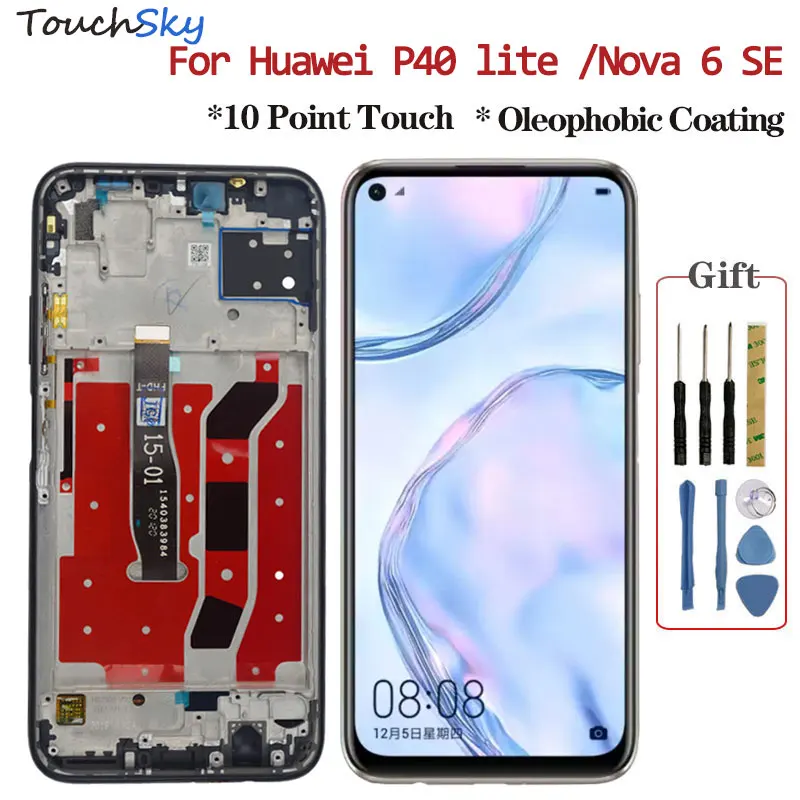 Оригинальный сменный дисплей 6 4 дюйма с рамкой для Huawei P40 Lite ЖК сенсорный экран