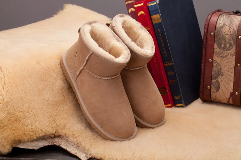 Новинка; зимние ботинки из натуральной овечьей кожи; классические женские ботинки из натурального меха в австралийском стиле; Теплые ботильоны; зимняя обувь для женщин