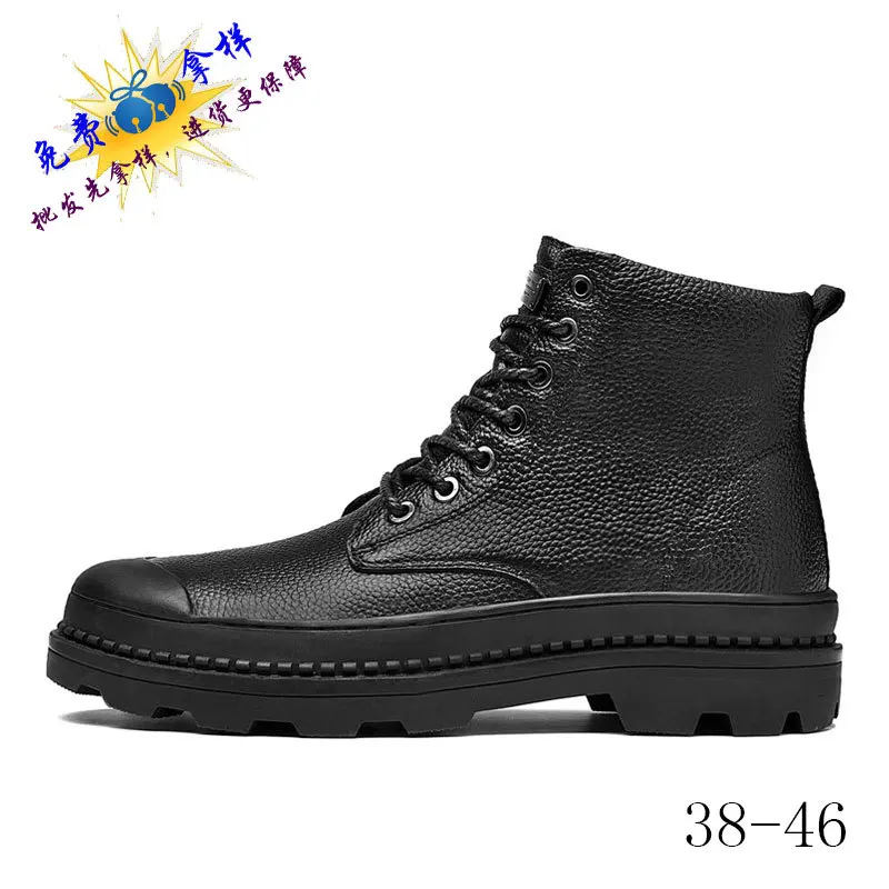 

2020 Spring New Style Boots Combat Boots Korean-style British-Style Leather Boot Men's Martin Boots Hight-top Workwear Bandage C
