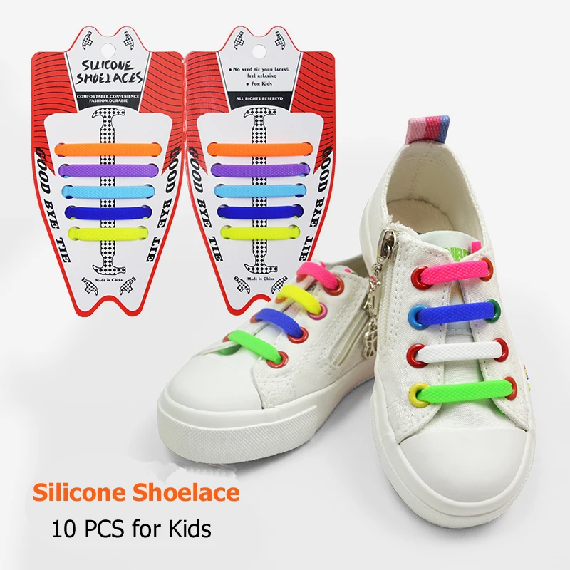 10pcs/pair Kids Children Elastic Silicone Shoelaces Sneakers Non Tie Shoelaces Child Shoes Laces