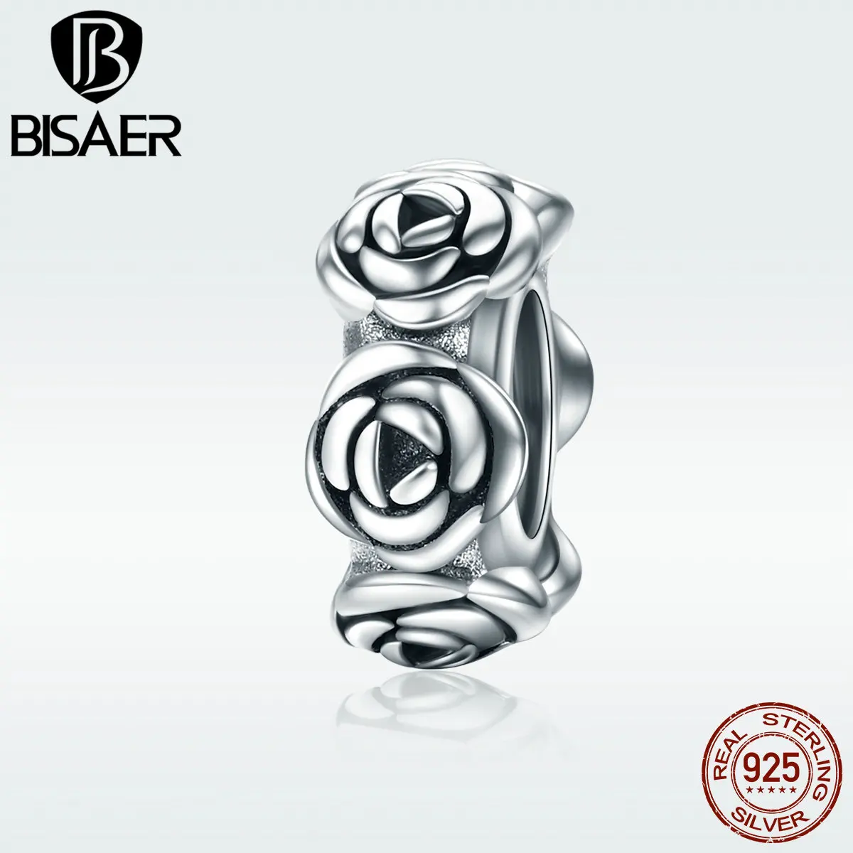 BISAER 100% 925 пробы Серебряная Проставка стекируемые розы бусины-пробки Femme браслет браслеты 925 серебряные ювелирные изделия GXC596
