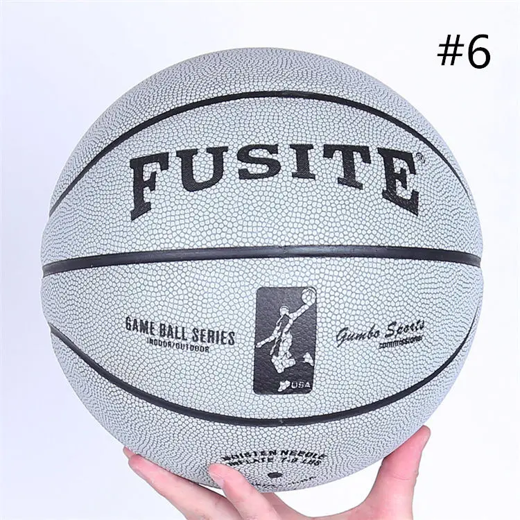 Gray SIZE 6 Стандартный размер#5/#6#7 PU баскетбол износостойкий влагопоглощающий нескользящий Профессиональный тренировочный Баскетбол - Цвет: Gray SIZE 6