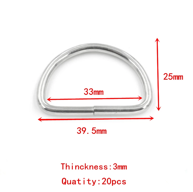 33mm X 20pcs 1, 10 штук в упаковке/13/16/20/25/33/38,5/53 мм полукруглый кольцо в виде буквы D брелок круглый брелок подходящая фурнитура, самодельный брелок Кольца Аксессуары - Цвет: 33mm X 20pcs