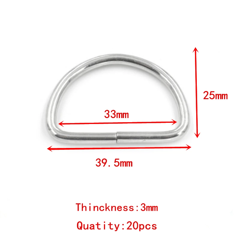 1, 10 штук в упаковке/13/16/20/25/33/38,5/53 мм полукруглый кольцо в виде буквы D брелок круглый брелок подходящая фурнитура, самодельный брелок Кольца Аксессуары - Цвет: 33mm X 20pcs