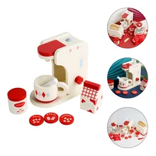 Juego de café de madera para hacer comida, juguete de cocina de imitación, 1 Set