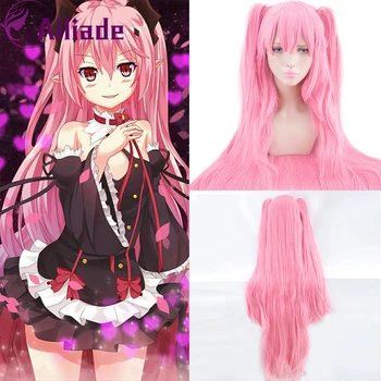 

AILIADE 90cm Long Straight Synthetic Wig Heat Resistant Ombre Pink For Anime Party Krulu Cepesi Costume Can Be Cosplay Wigs