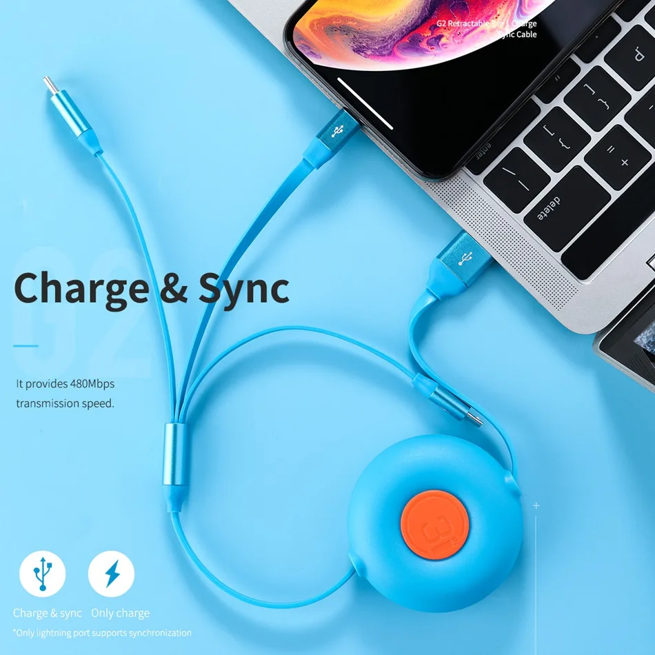 ROCK 3 в 1 usb type C Micro USB кабель type-c для iPhone samsung зарядное устройство 3.6A Быстрая зарядка Выдвижной Провод для освещения Microusb