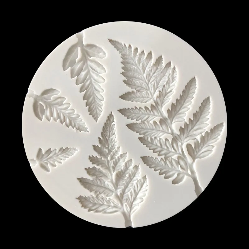 

Polymer Cookie Molds Silicone Round Fern Leaf Shape Liquid Fondant Cake DIY Fondant Cake Epoxy Molding Tool Mold
