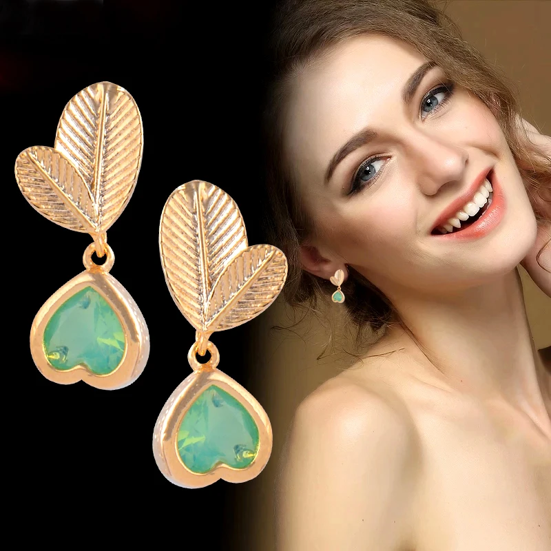 SINLEERY шикарные серьги подвески в форме листьев и сердца желтые золотые серебряные