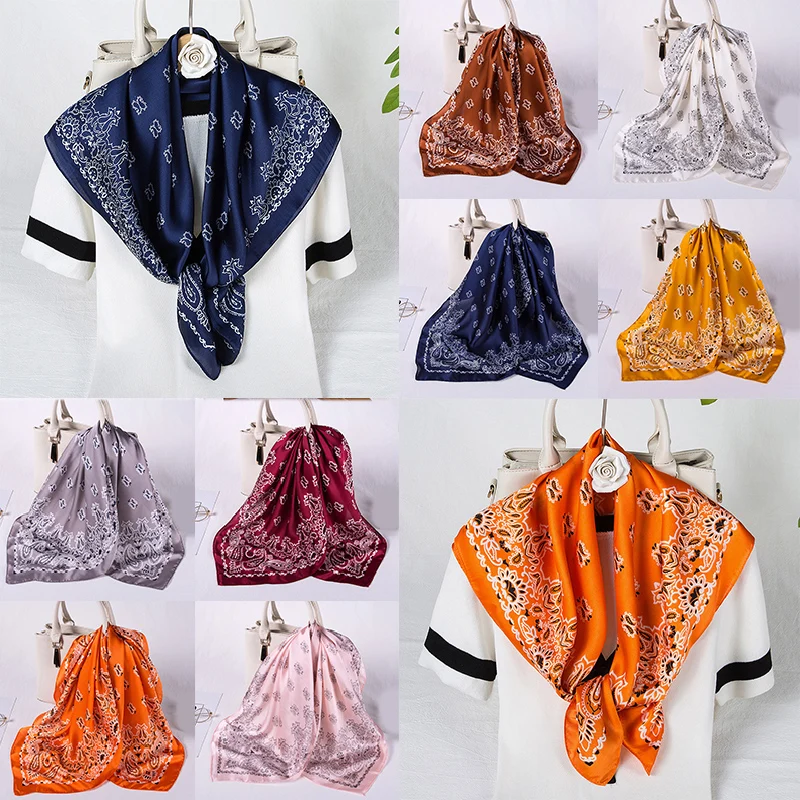 

Floral Printed Neckerchief Foulard Cashew Women Square Scarf 70*70cm Imitated Silk Scarves Lady Head Scarves Neck Scarves Shawls
