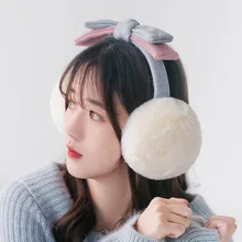 2-х цветный обруч с наушниками корейский стиль женский открытый для верховой езды милые зимние сапоги на искусственном кроличьем меху мягкие темперамент аксессуары для наушников