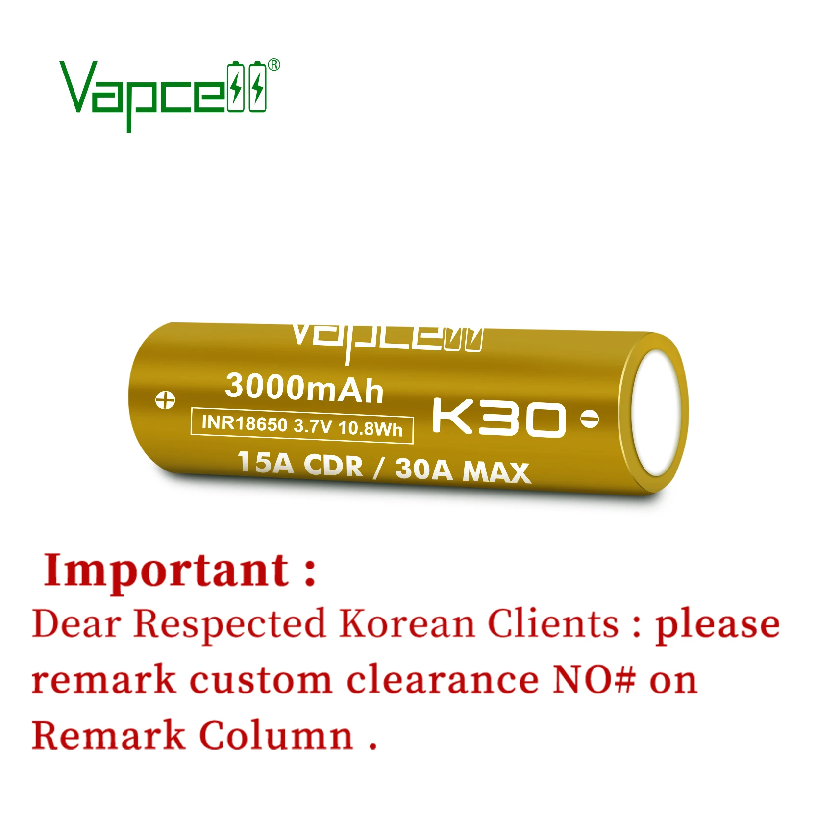 Оригинальный литий-ионный перезаряжаемый аккумулятор Vapcell INR18650 3000 мАч 15 А K30 3 7 в