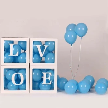 

HOT 4Pcs/Set Baby Shower Party Decor Balloon Box Transparent Cardboard Box Xmas Gift NDS66