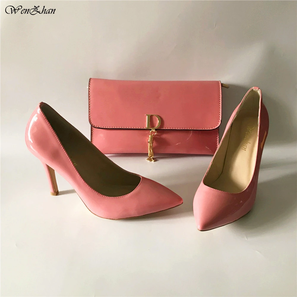soft pink shoes and bag