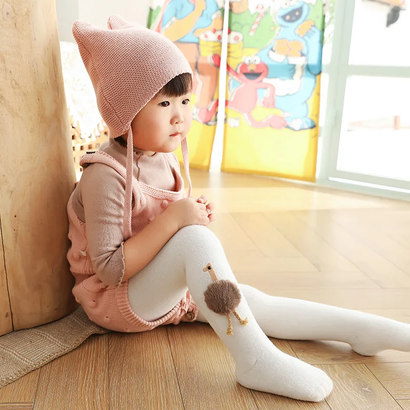 Collant épais pour enfant fille, mignon, autruche, de 1 à 3 ans, de couleur  blanche et marron, automne et hiver | AliExpress