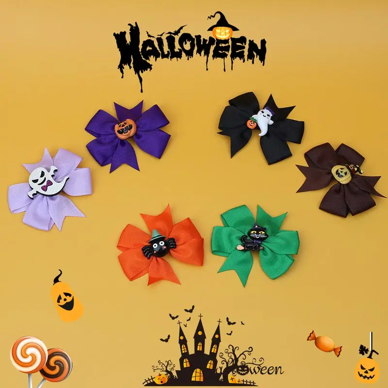 

Halloween Baby Pumpkin Bow Flower Hair Clips Hairpins Party Festival bb Barrette Punk Headwear Gift Photo Prop Hair Accessories