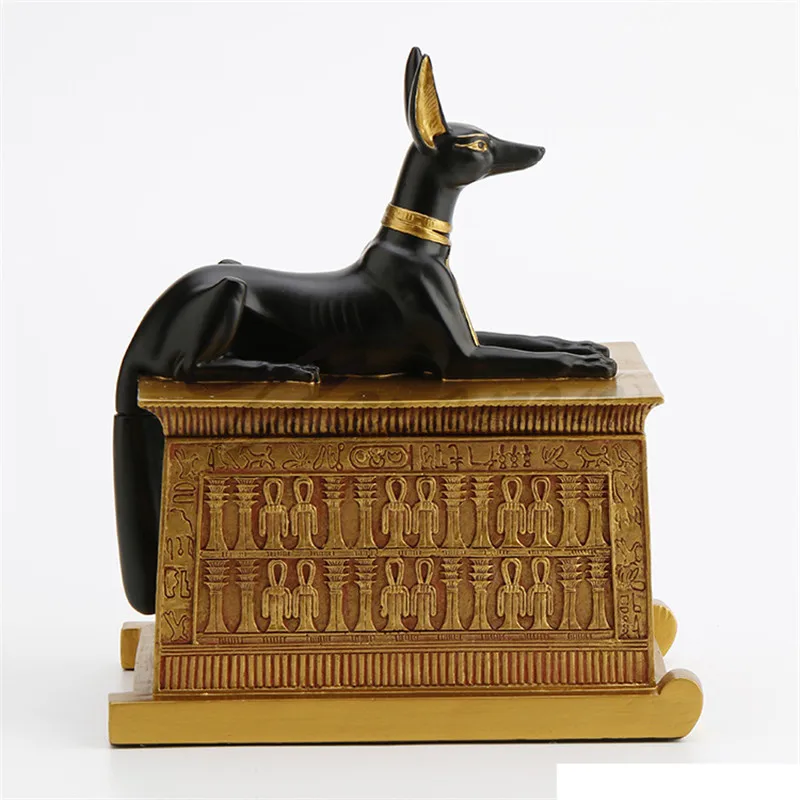 Древний Египет Anubis шкатулка для драгоценностей Художественная Скульптура собака Бог фигурка креативные изделия из смолы украшения для дома подарок на день рождения R3674