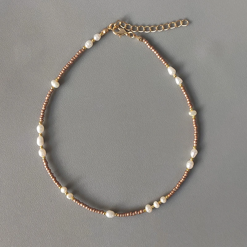 women exquisite small freshwater pearls necklace handmade adjustable beaded choker fashion bohemian jewelry gifts wholesale