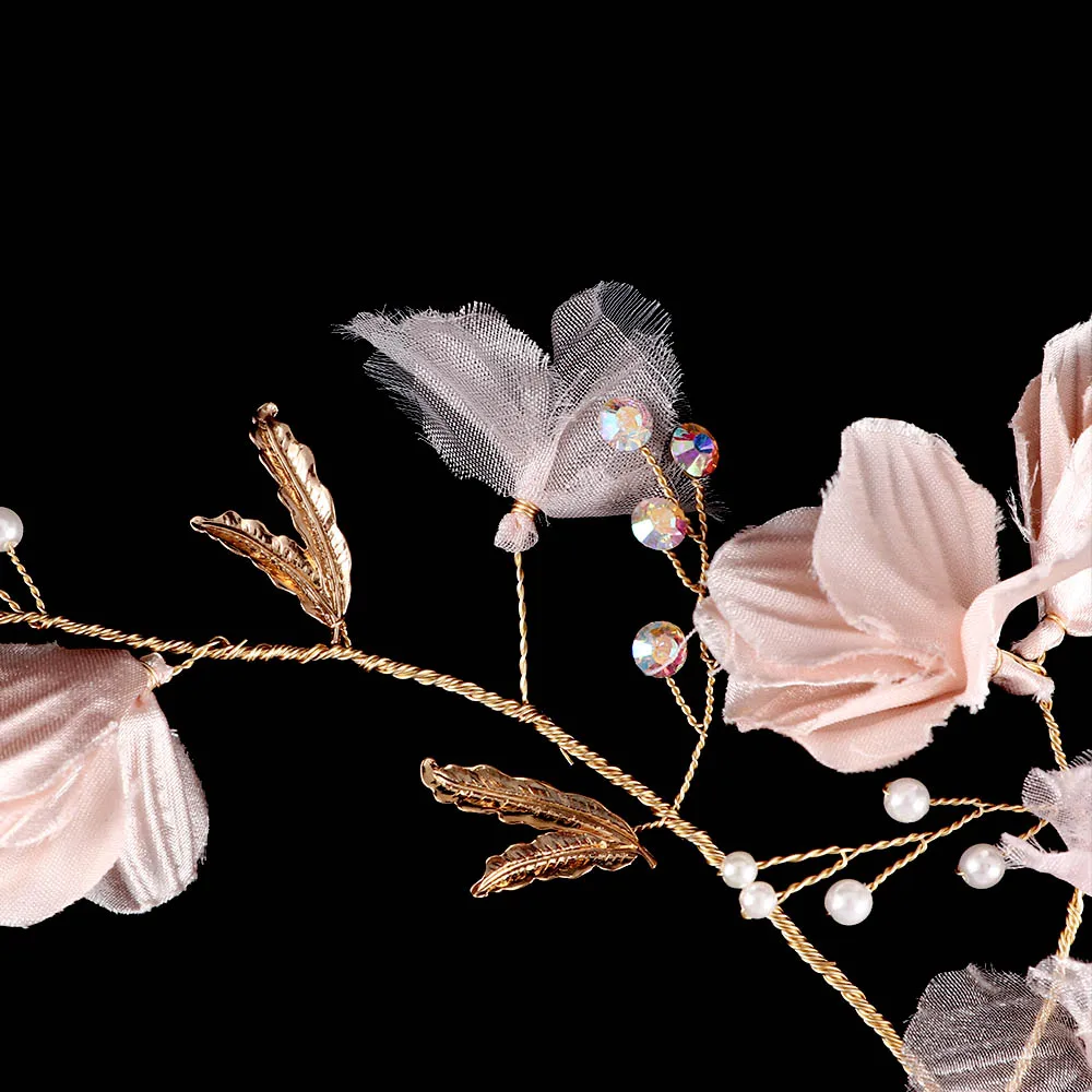 1 шт. роскошный синий розовый цветок расчески для волос головной убор для выпускного вечера корона для невесты аксессуары для волос, золотистый листья украшение для волос шпильки