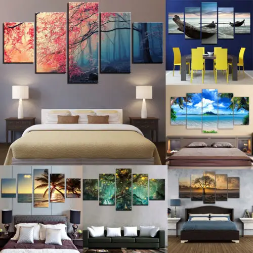 Günstige Modulare Leinwand HD Drucke Poster Wohnkultur Wand Kunst Bilder 5 Stück Natur Kunst Landschaft Landschaft Gemälde Rahmen Pudcoco