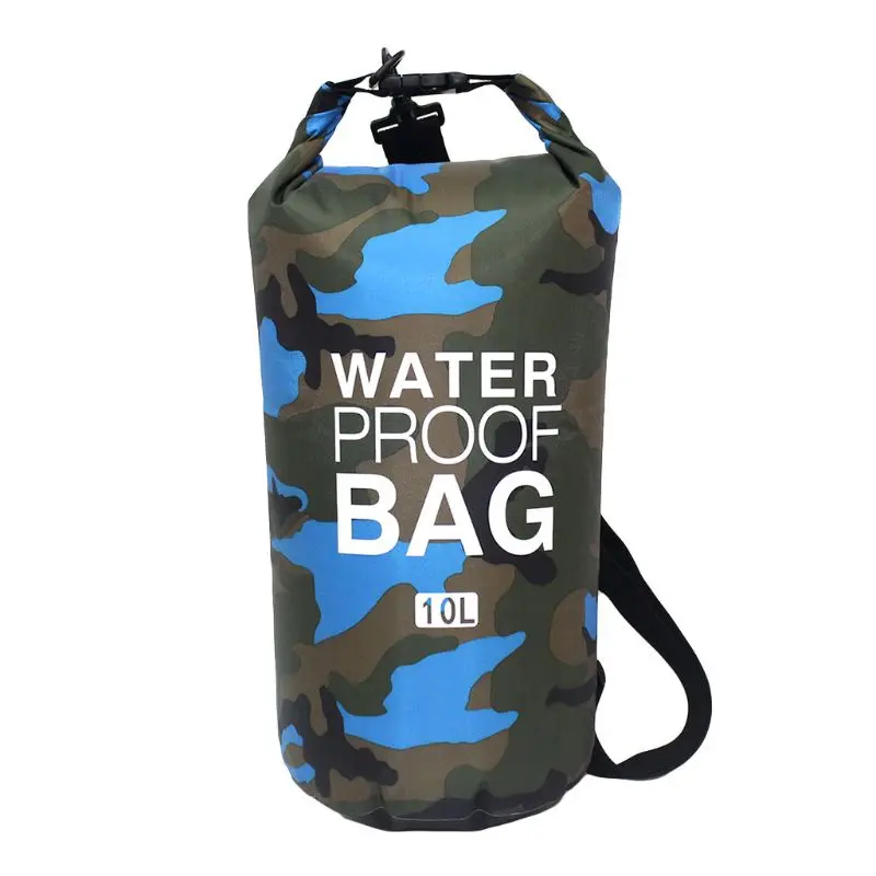 Light Blue 10L Водонепроницаемый мешок для плавания, сухой мешок, Камуфляжный цвет, для рыбалки, гребли, каякинга, для хранения, Дрифтинг, рафтинг, сумка, 2л, 5л, 10л - Цвет: Light Blue 10L